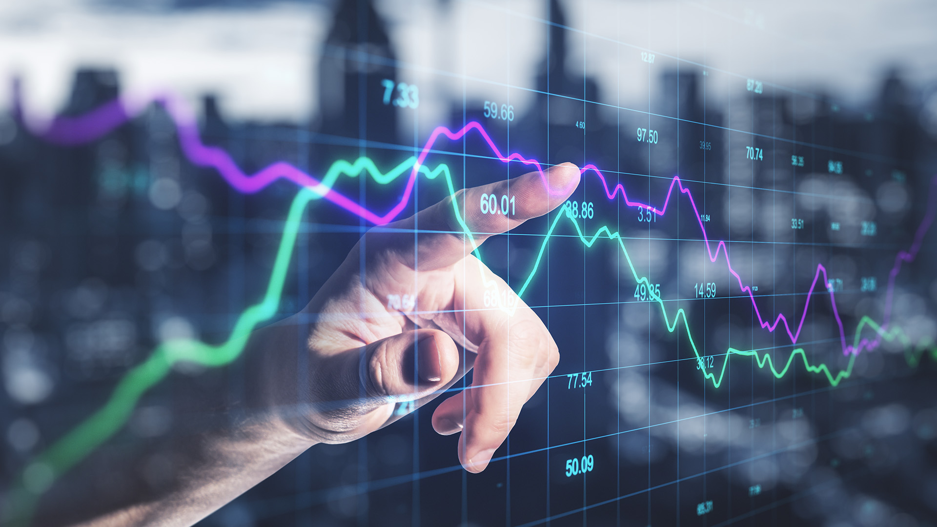 Finger pointing on the financial market graph amid The Markets Are Waiting for Economic Data