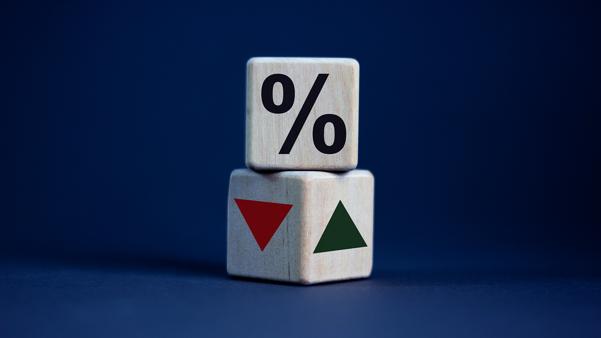 Percentage symbol on a dice amid Expectations About Raise of Interest Rate Increase