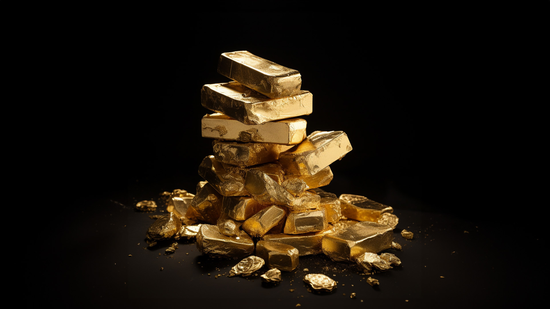 gold bars and gold notes.