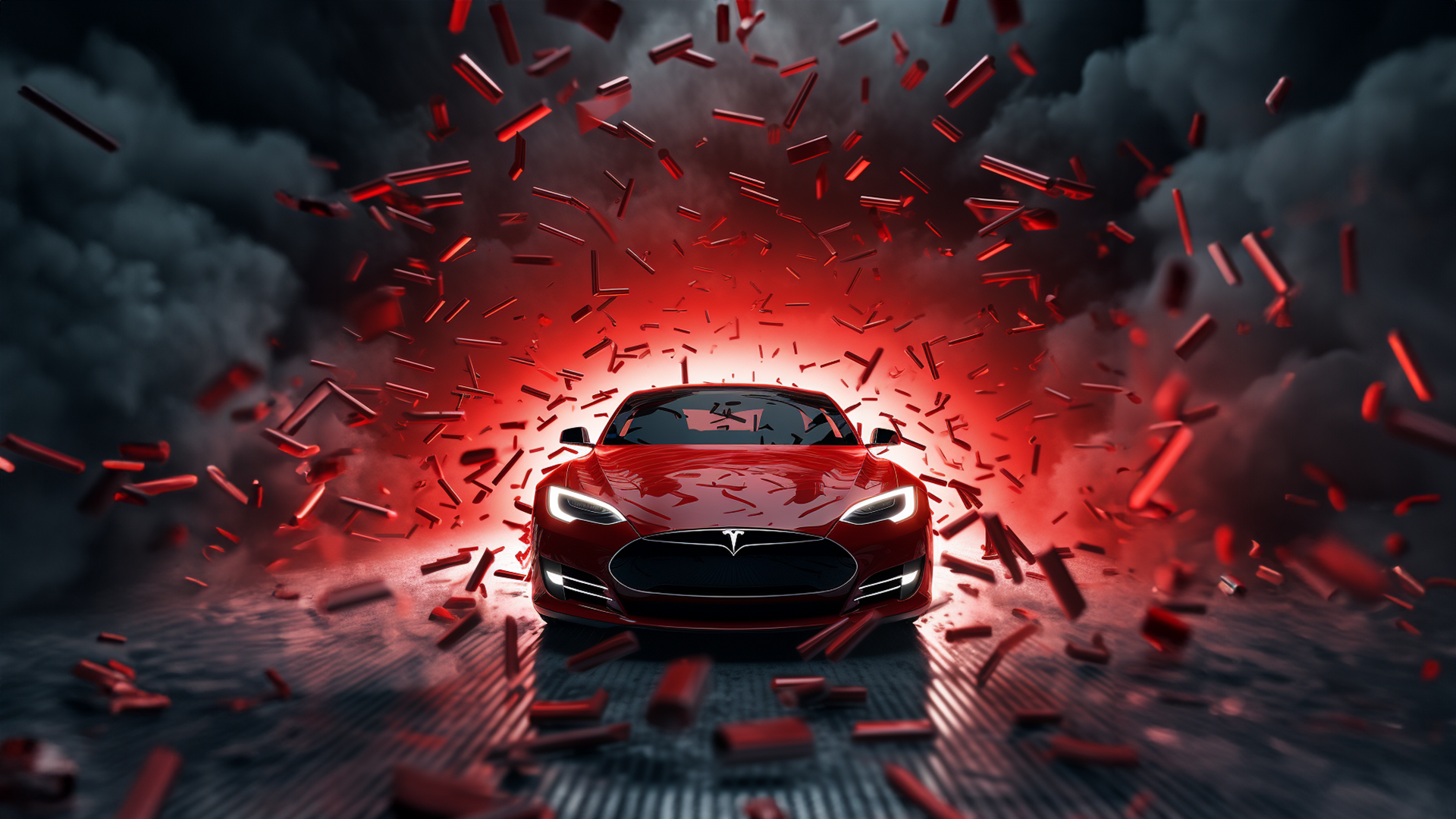 A tesla car hitting stocks